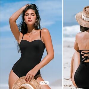 CUPSHE Black Convertible Tummy Control One-Piece NWT, Size Large